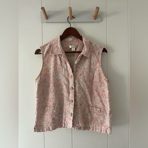 Christopher & Banks Linen Cotton Floral Vest